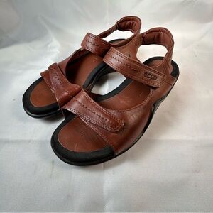 ECCO Women's Brown Leather Ankle Strap Sandals Size US 5-5.5 EUR 36
